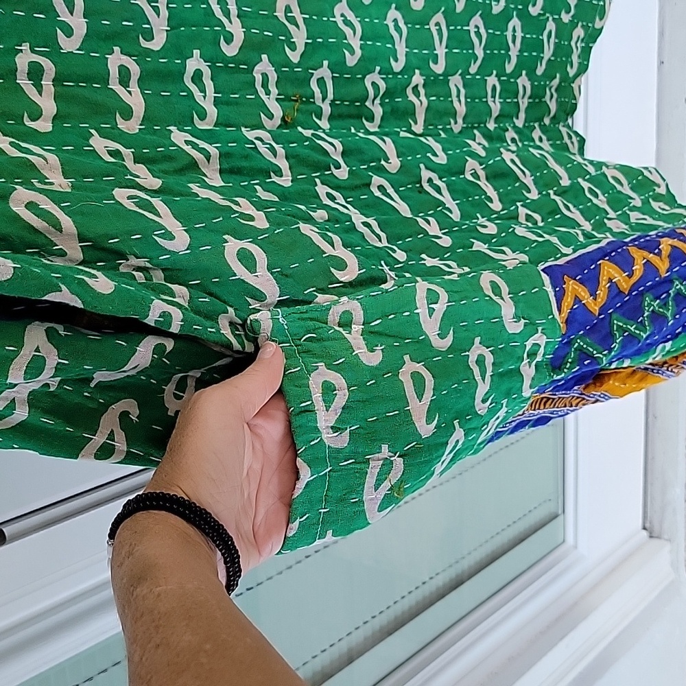 Kantha Cotton Tie-Shoulder Dress OS Can Be Reversed - Picture 4 of 9